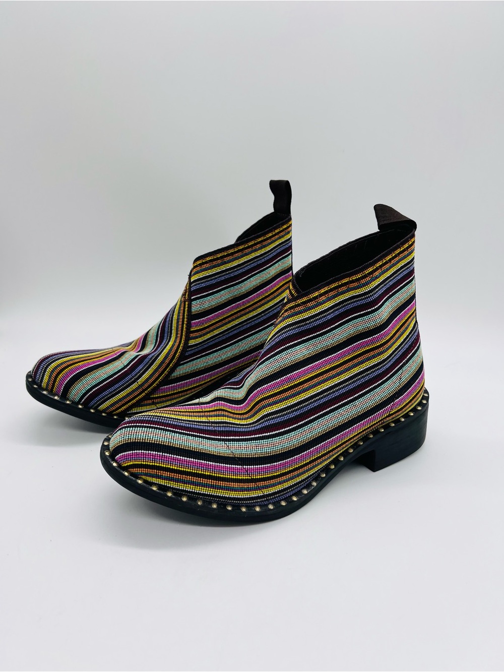 CHARLESTON SHOE CO. Barcelona  Multicolor Ankle Boots with Studded Sole Size 5